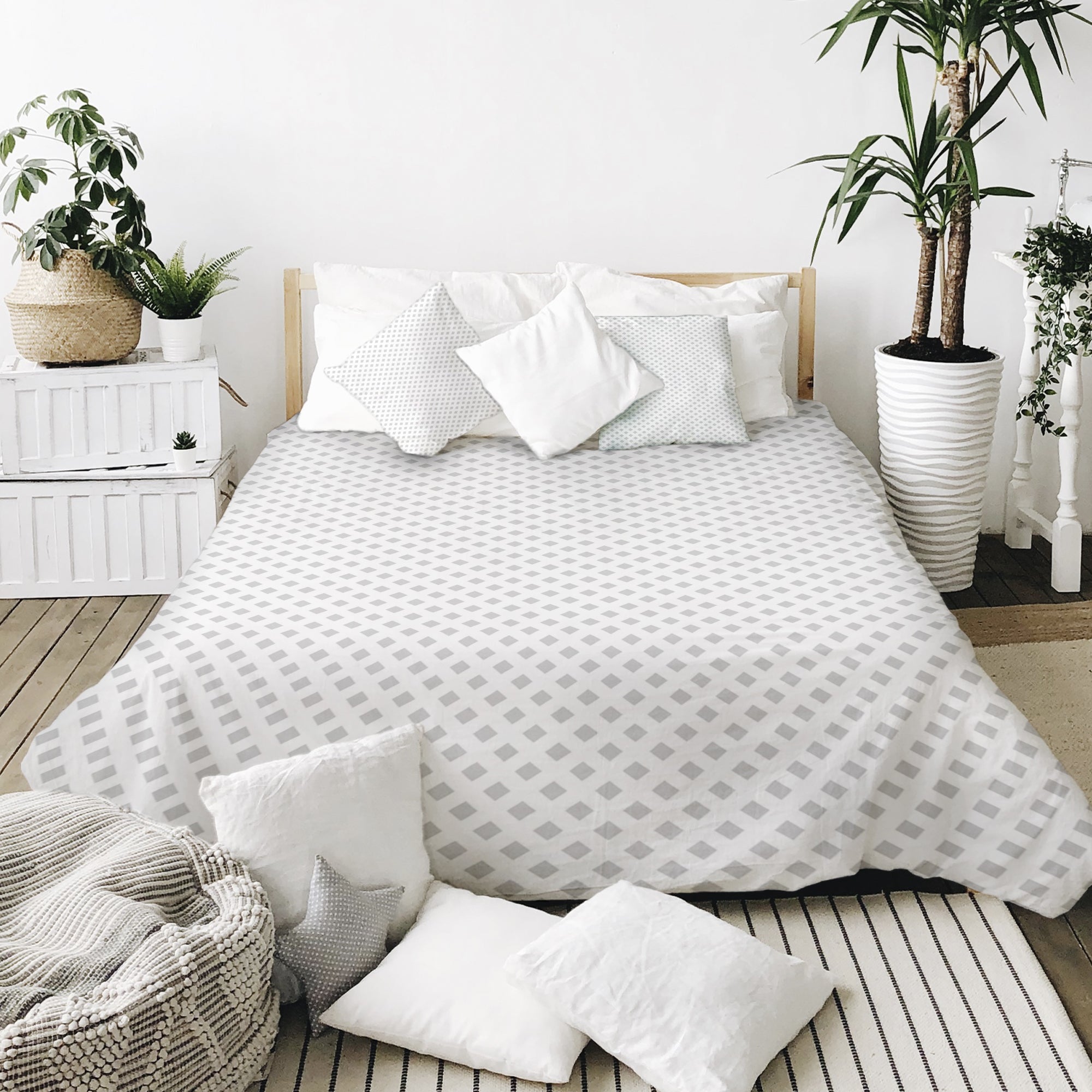 Original therapy blanket - cotton cover white with delicate checks