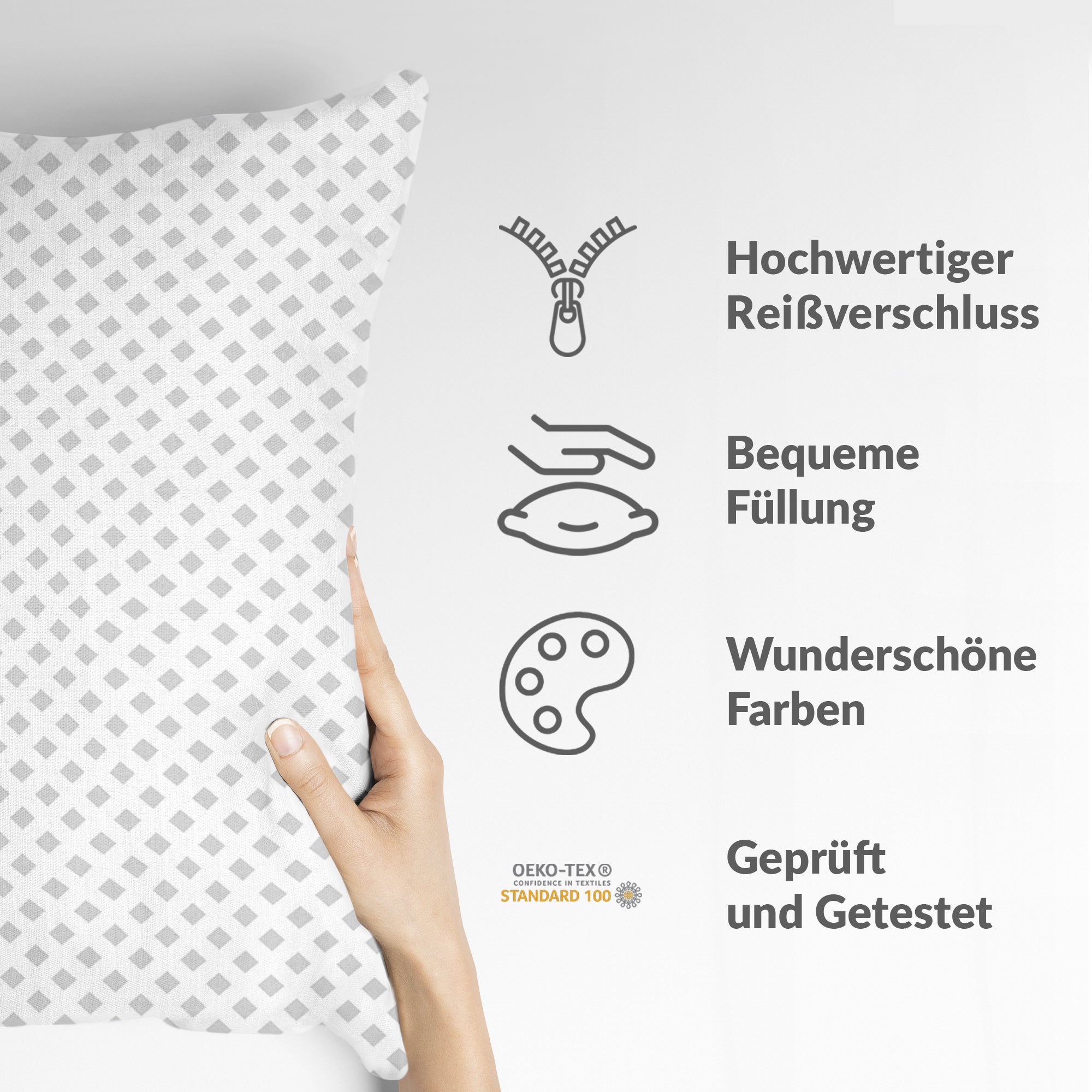 Coussin de santé blanc avec carreaux délicats