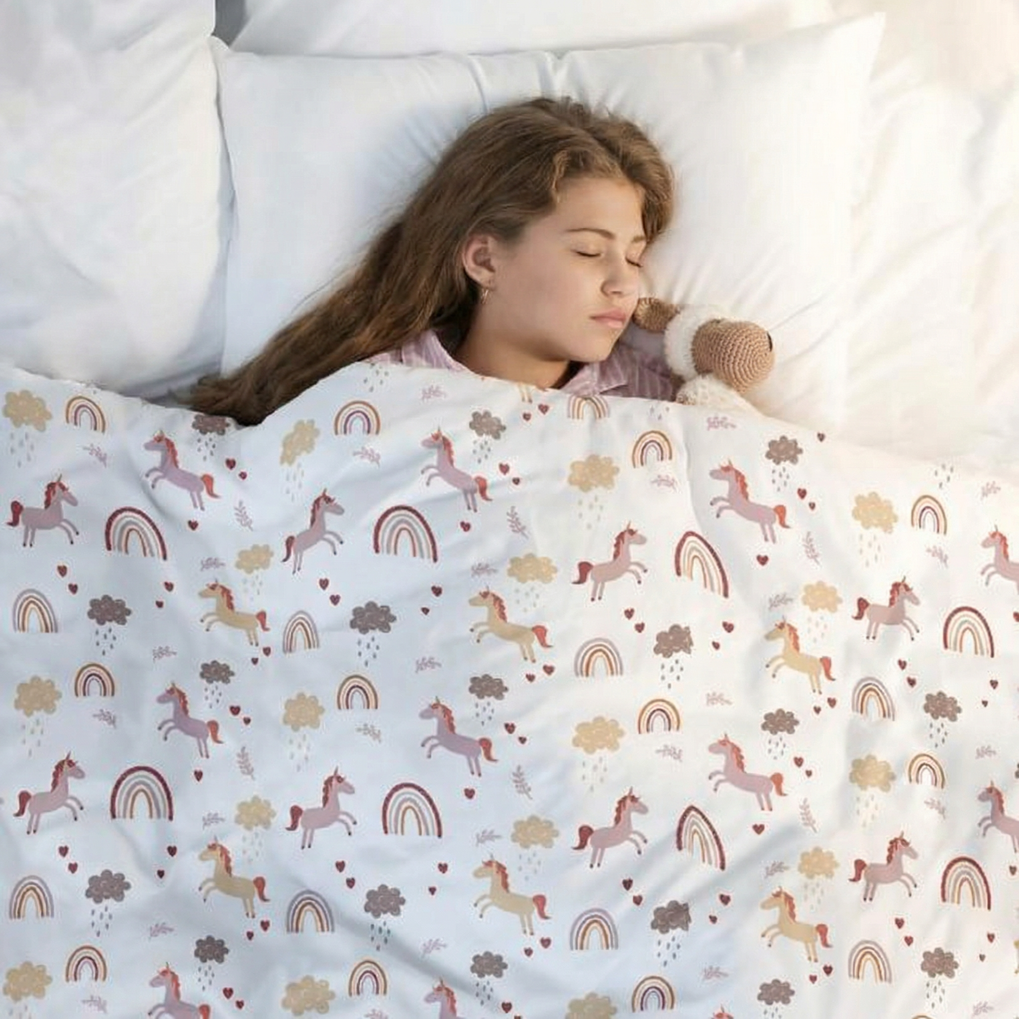 Couverture thérapeutique originale - Couverture pondérée licorne avec housse en coton pour enfants