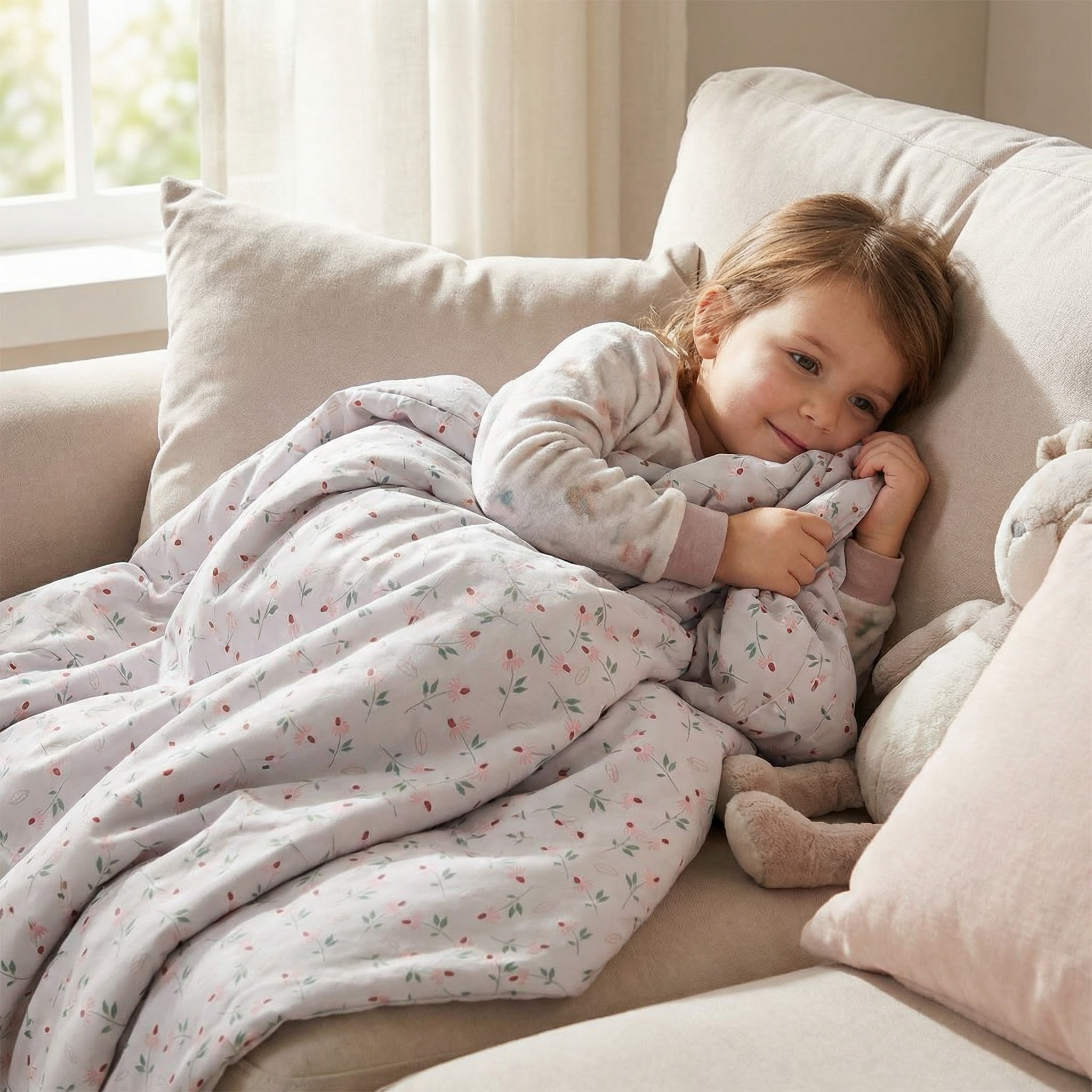 Couverture thérapeutique originale - Couverture pondérée Marguerite avec housse en coton pour enfants