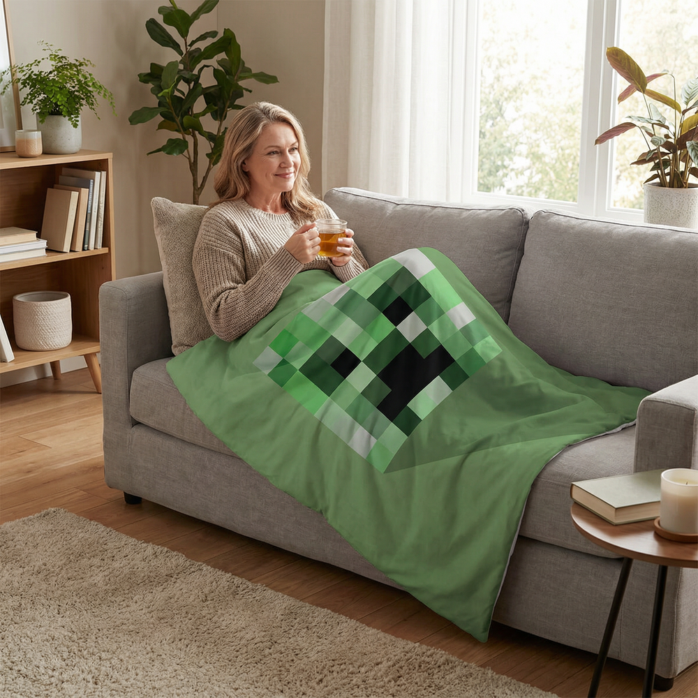Original therapy blanket - Minecraft Creeper weighted blanket with cotton cover for children & adults