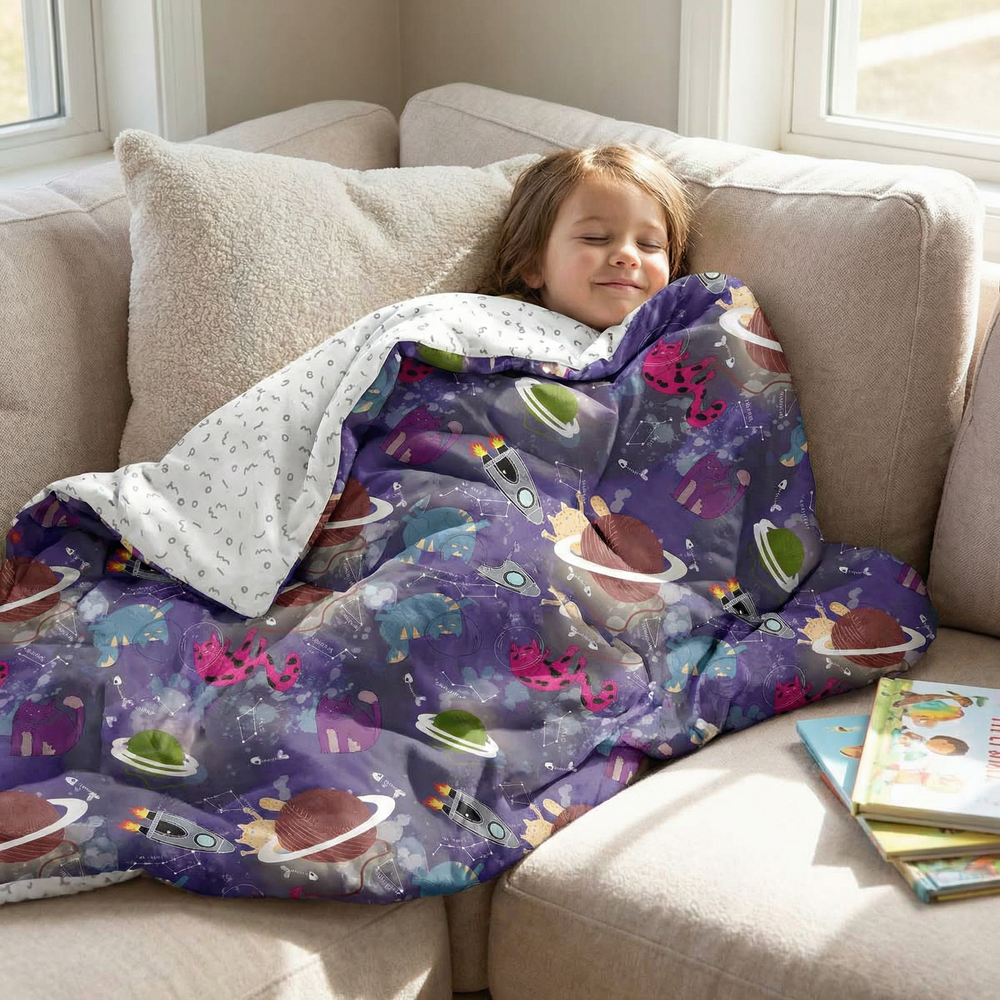 Couverture thérapeutique originale - Couverture pondérée univers avec housse en coton pour enfants