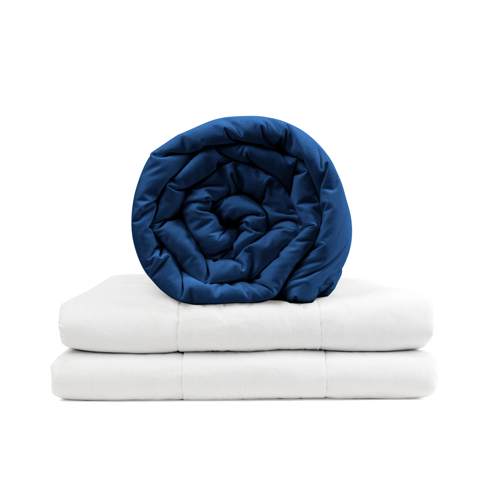 Original therapy blanket - weighted blanket with cotton cover in blue for adults