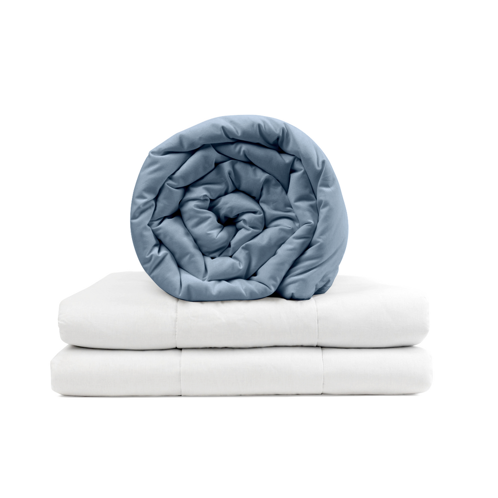 Couverture thérapeutique originale - Couverture pondérée avec housse en coton bleu acier pour adultes
