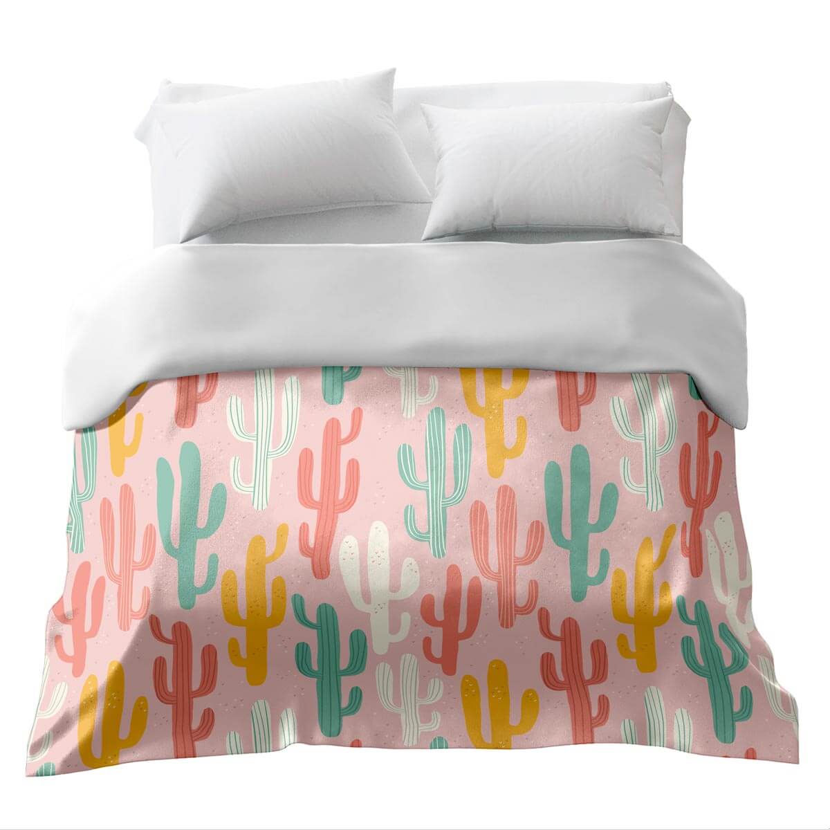 Original therapy blanket - cotton cover pink with colorful cacti
