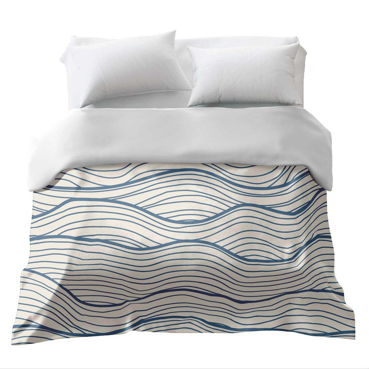 Original therapy blanket - cotton cover beige blue waves