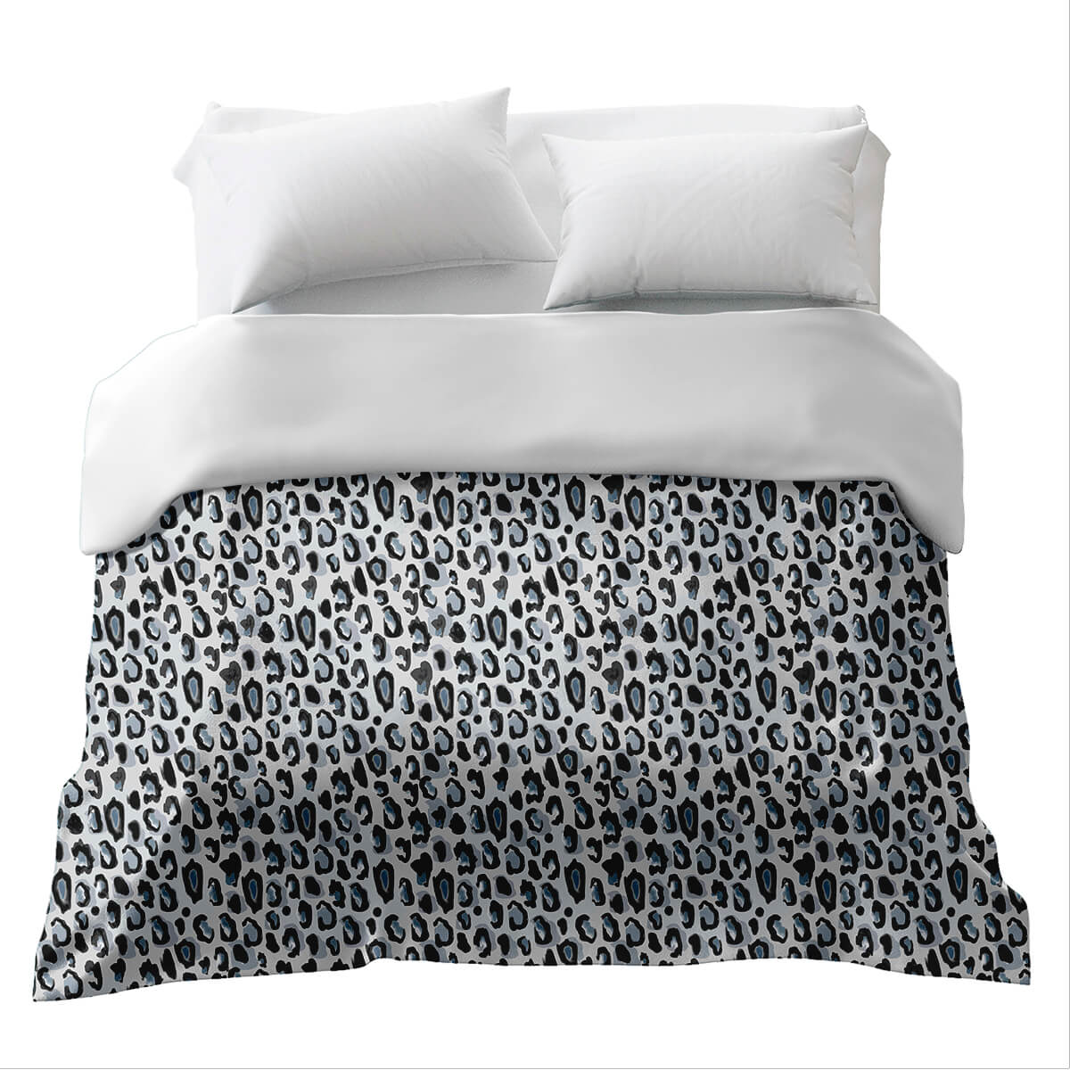 Couverture thérapeutique originale - Housse en coton noir blanc motif léopard