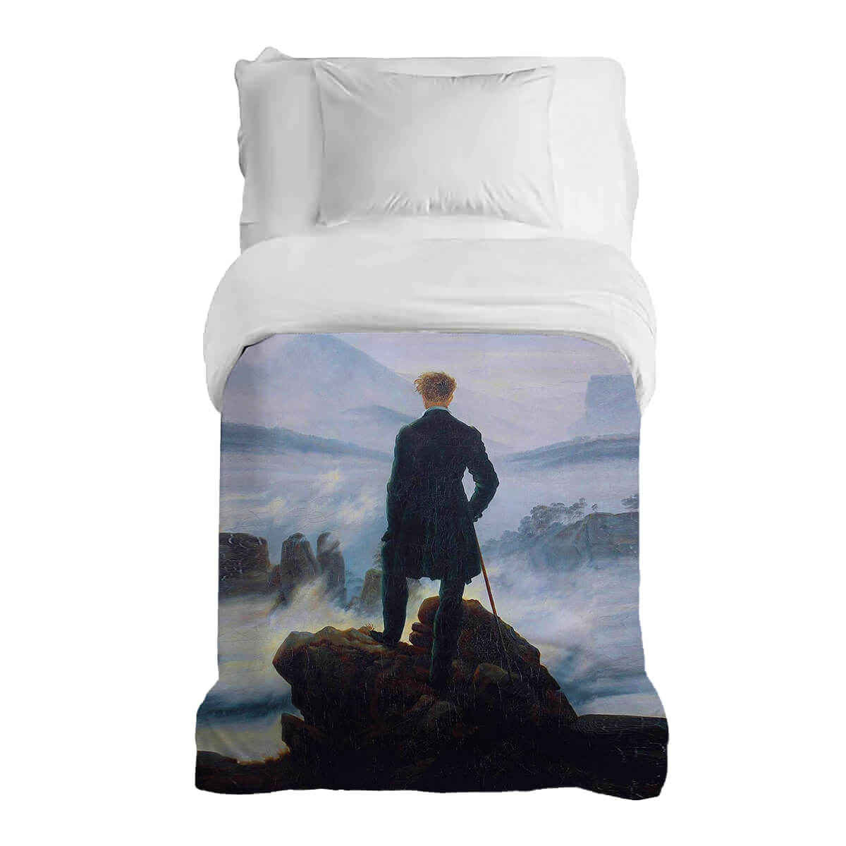 Couverture thérapeutique originale - Housse en coton Le Voyageur au-dessus de la mer de brouillard