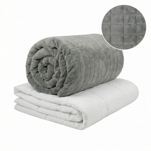 Original therapy blanket - weighted blanket with 4-season cover in gray for adults