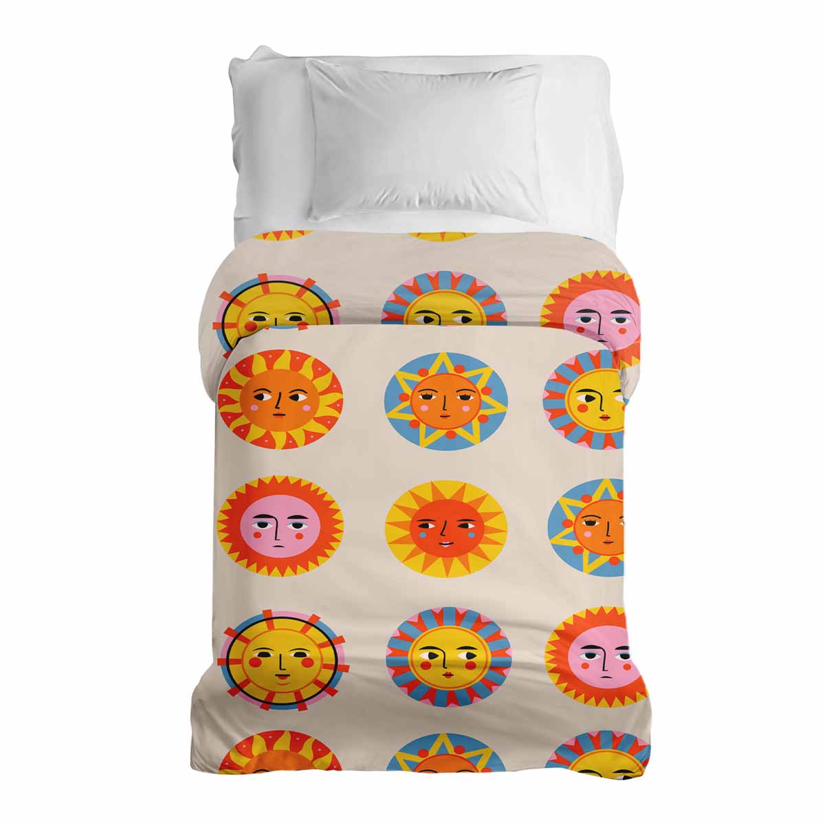 Couverture thérapeutique originale - Housse en coton beige avec soleil