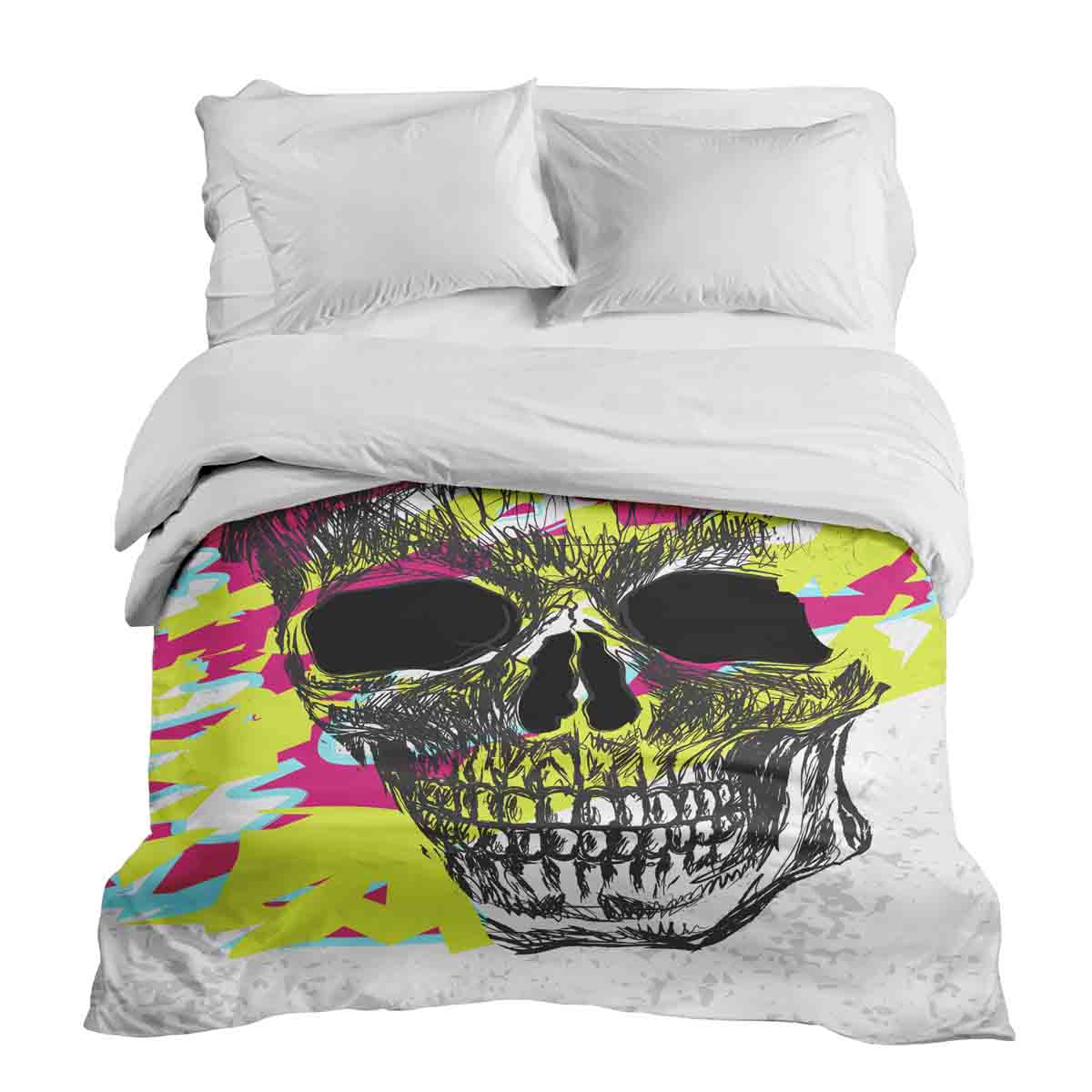 Couverture thérapeutique originale - Housse en coton Tête de mort colorée