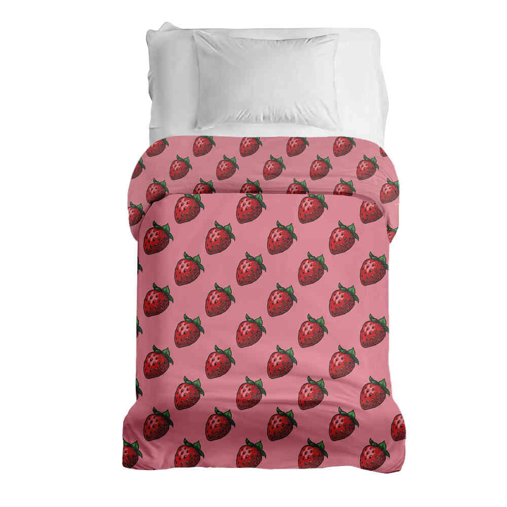 Couverture thérapeutique originale - Housse en coton rose avec fraises