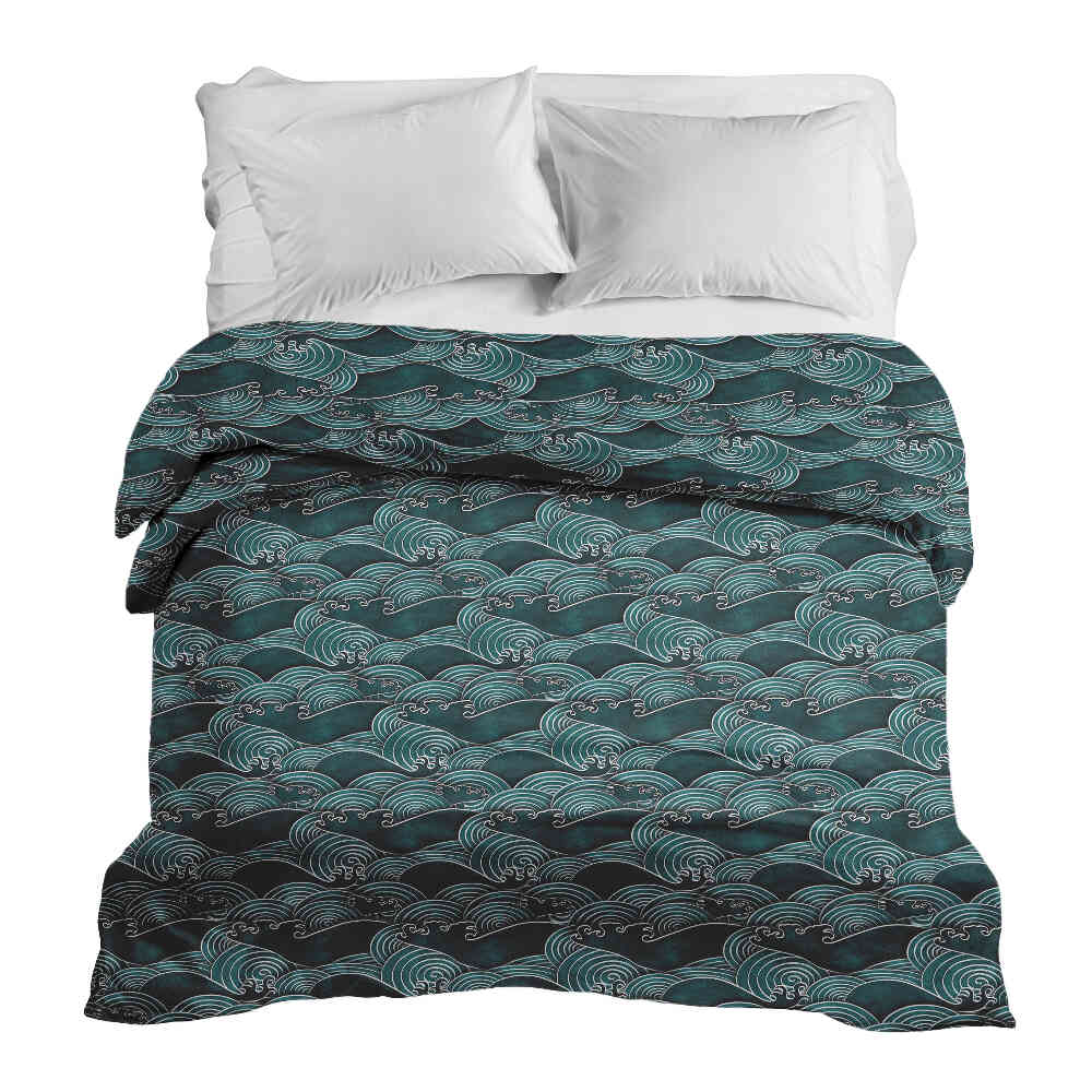 Couverture thérapeutique originale - Housse en coton vagues turquoise-vert