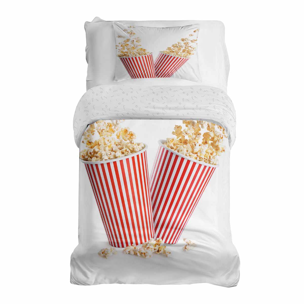 Therapy blankets bedding set white with popcorn