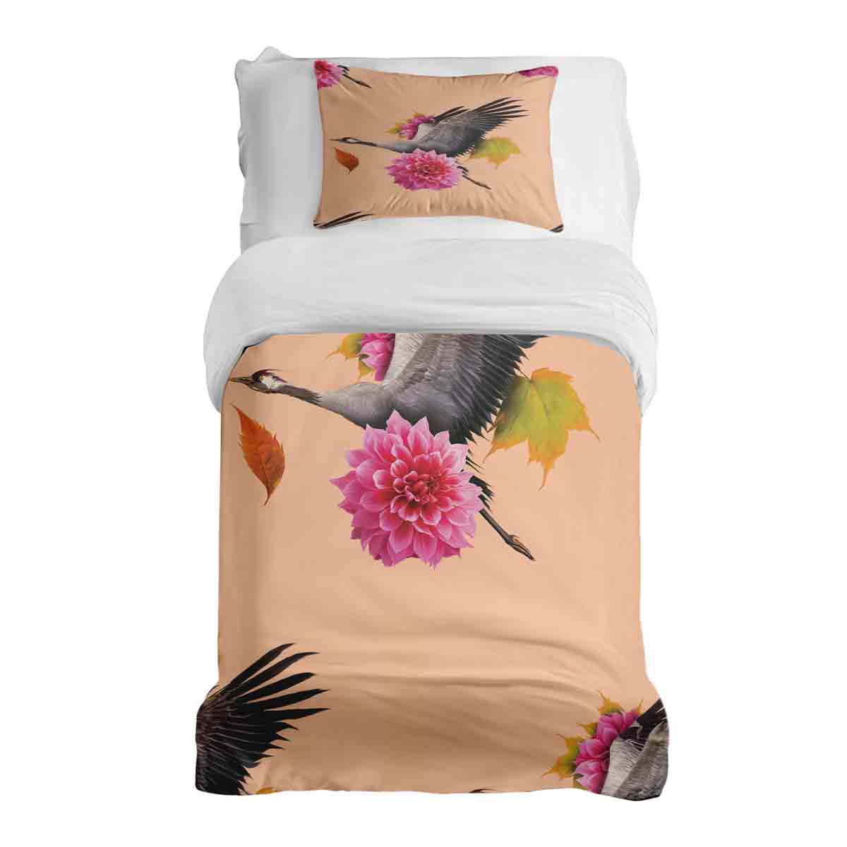 Therapy blankets bedding set orange with crane