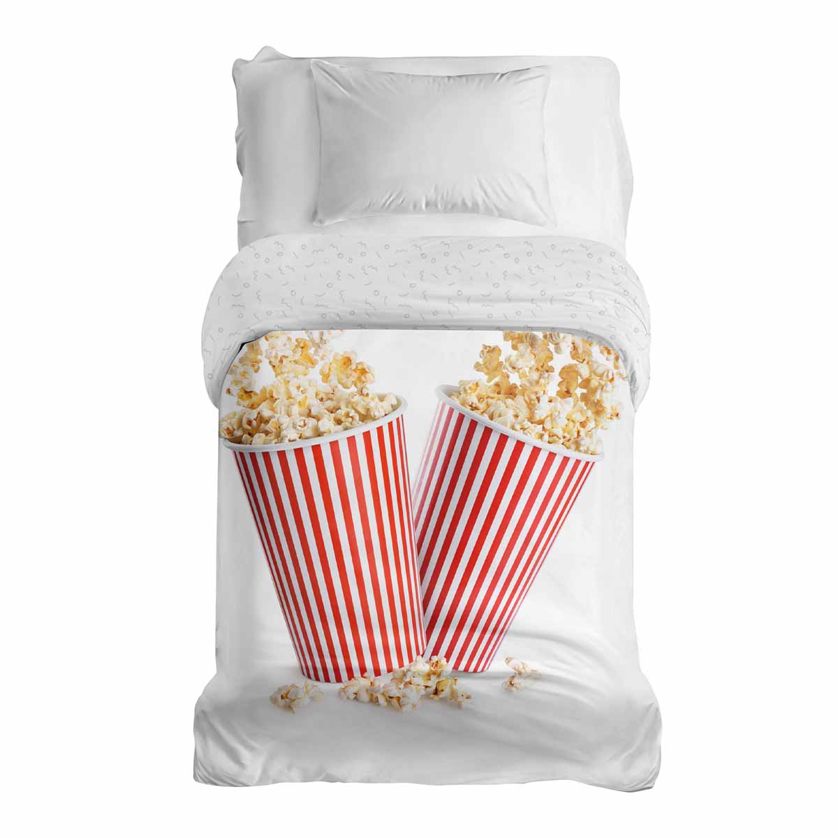 Couverture thérapeutique originale - Housse en coton blanc avec popcorn