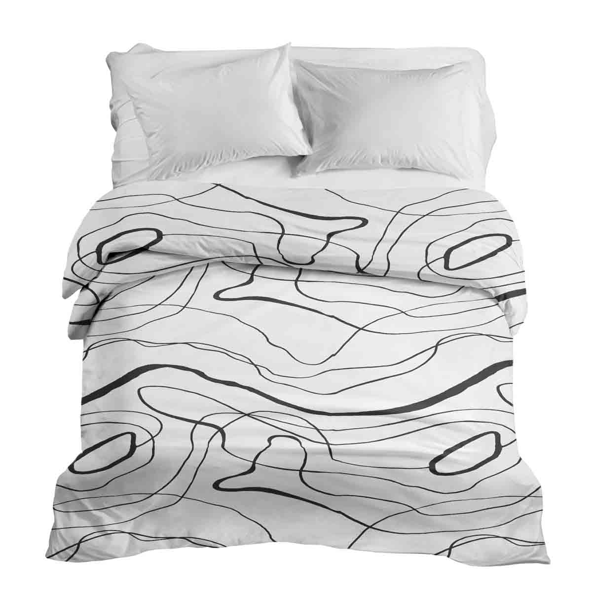 Couverture thérapeutique originale - Housse en coton avec lignes serpentines noires