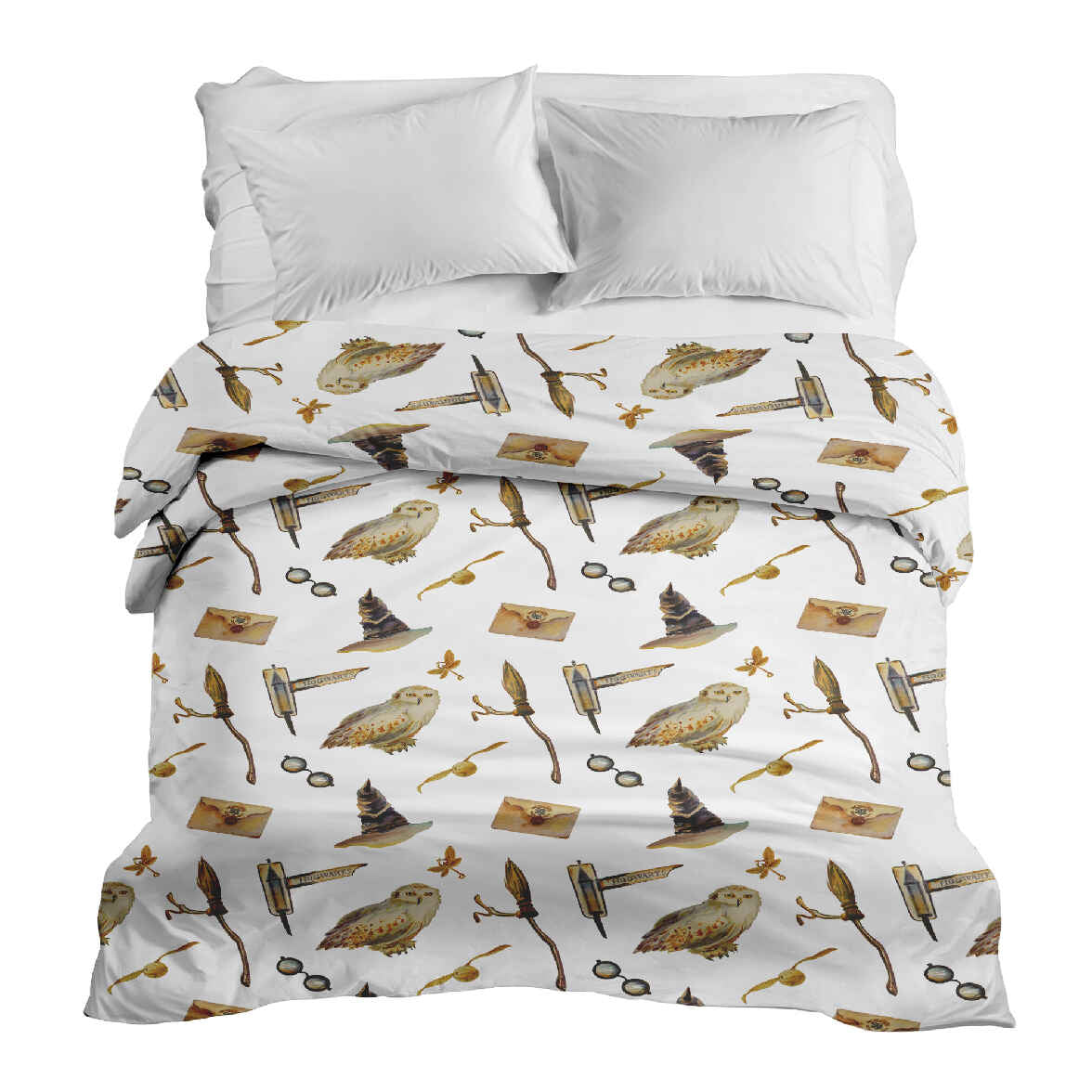 Original therapy blanket - cotton cover white with owls