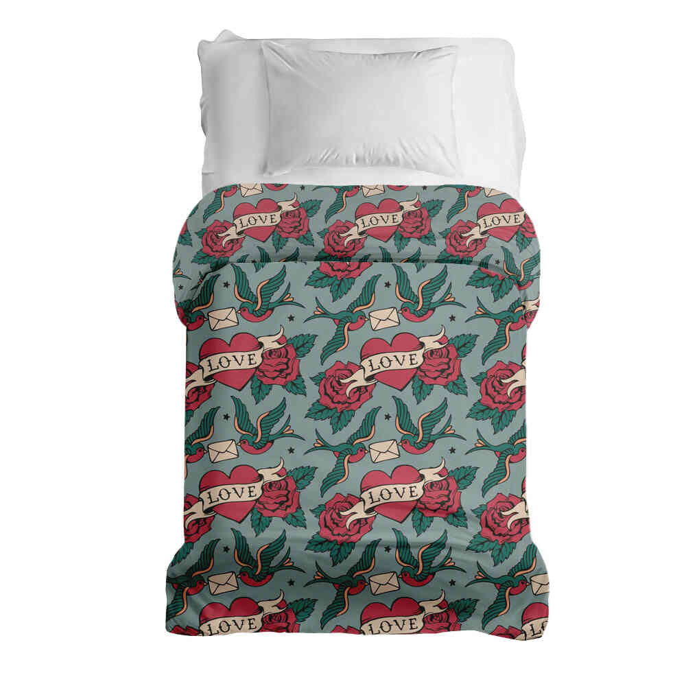 Couverture thérapeutique originale - Housse en coton Love Tattoo