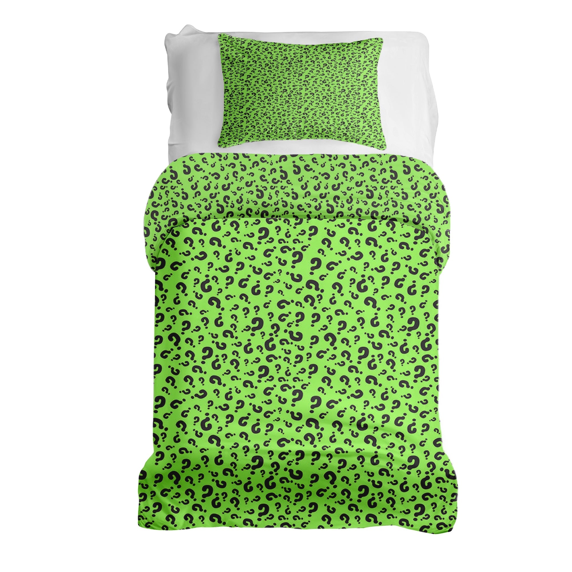 Therapy blankets bedding set light green with question mark