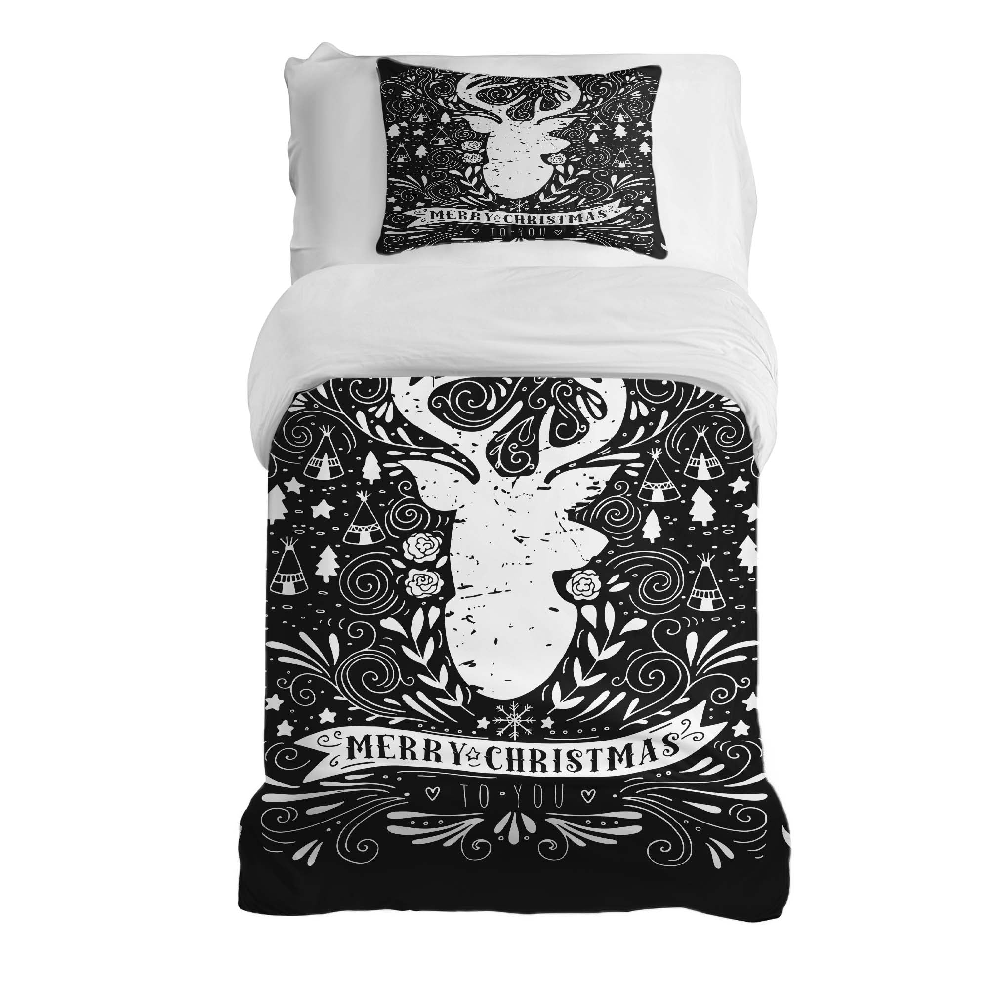 Therapy blankets bedding set black Merry Christmas