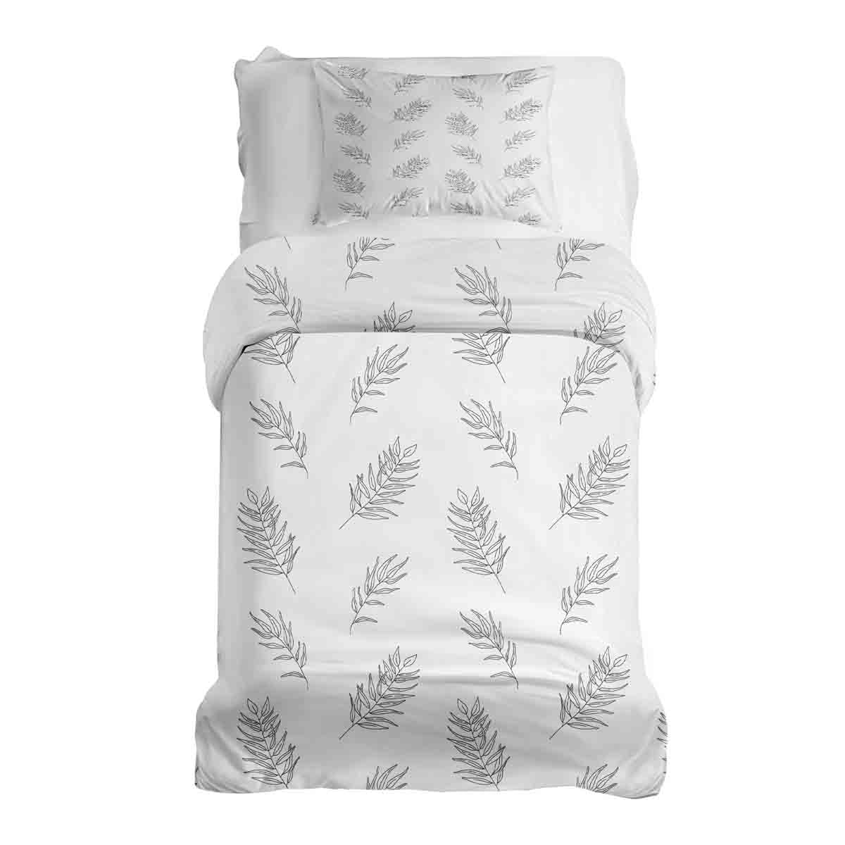 Therapy blankets bedding set white with gray branches