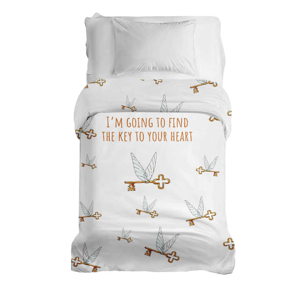 Couverture thérapeutique originale - Housse en coton blanc avec clé volante