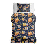 Therapy blanket and bedding set, blue with pumpkins.