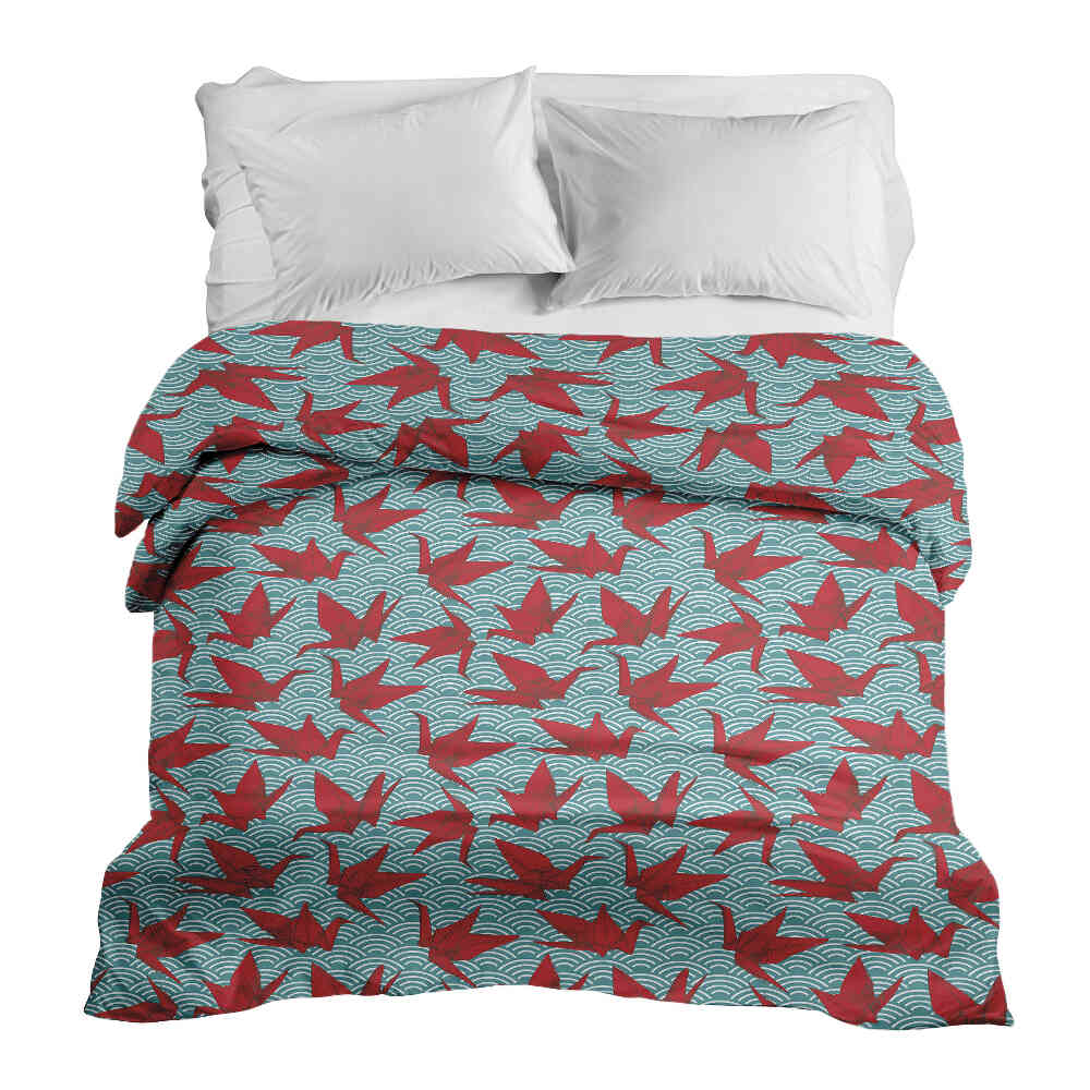 Couverture thérapeutique originale - Housse en coton rouge Origami