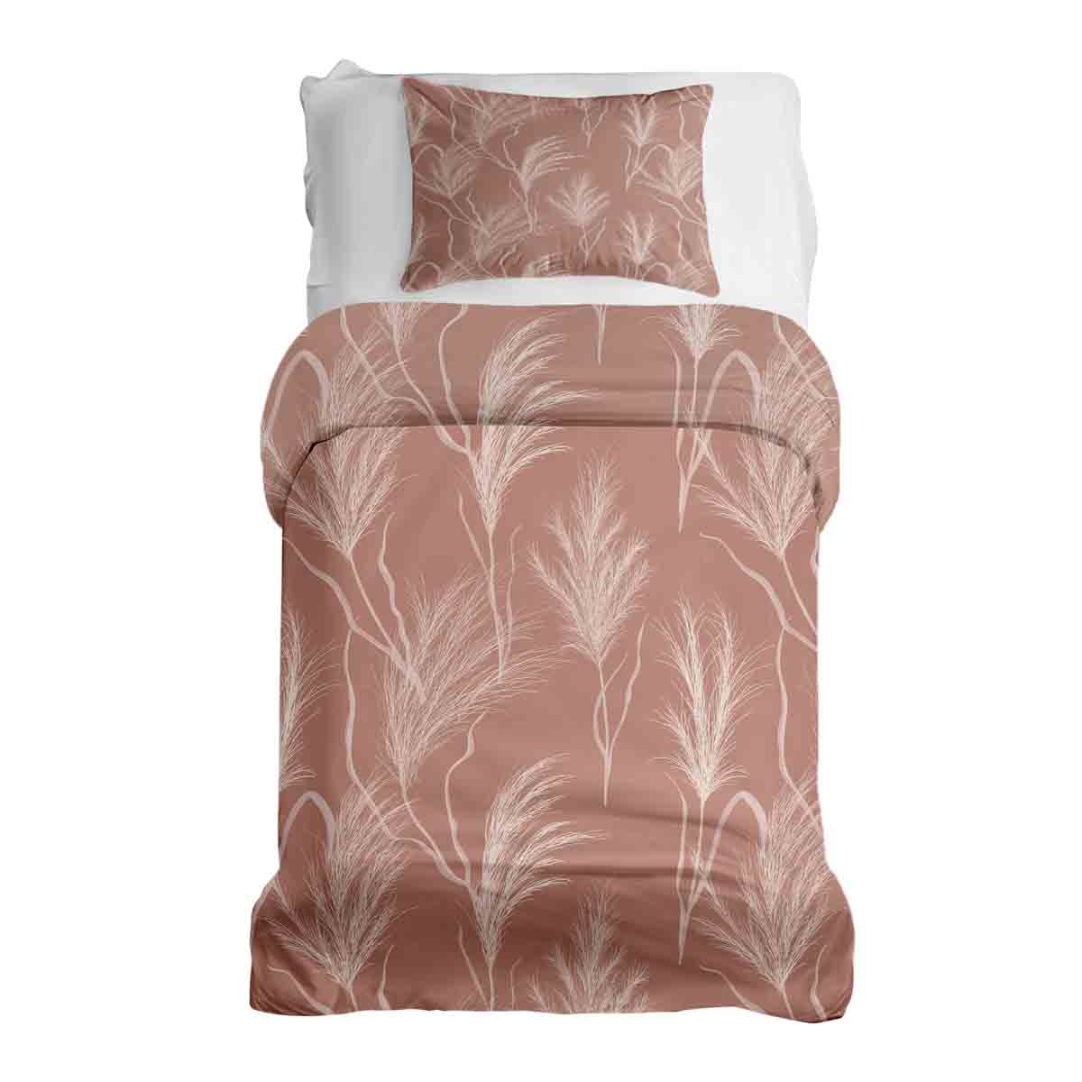 Therapy blankets bedding set old pink with pampas grass