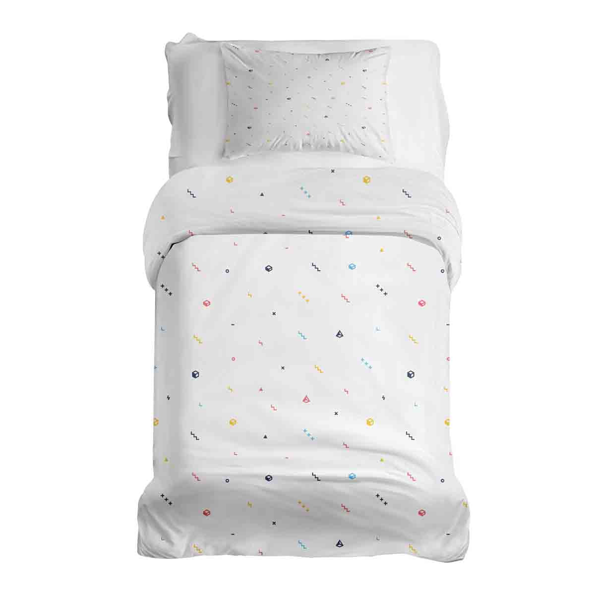Therapy blankets bedding set white with colorful shapes