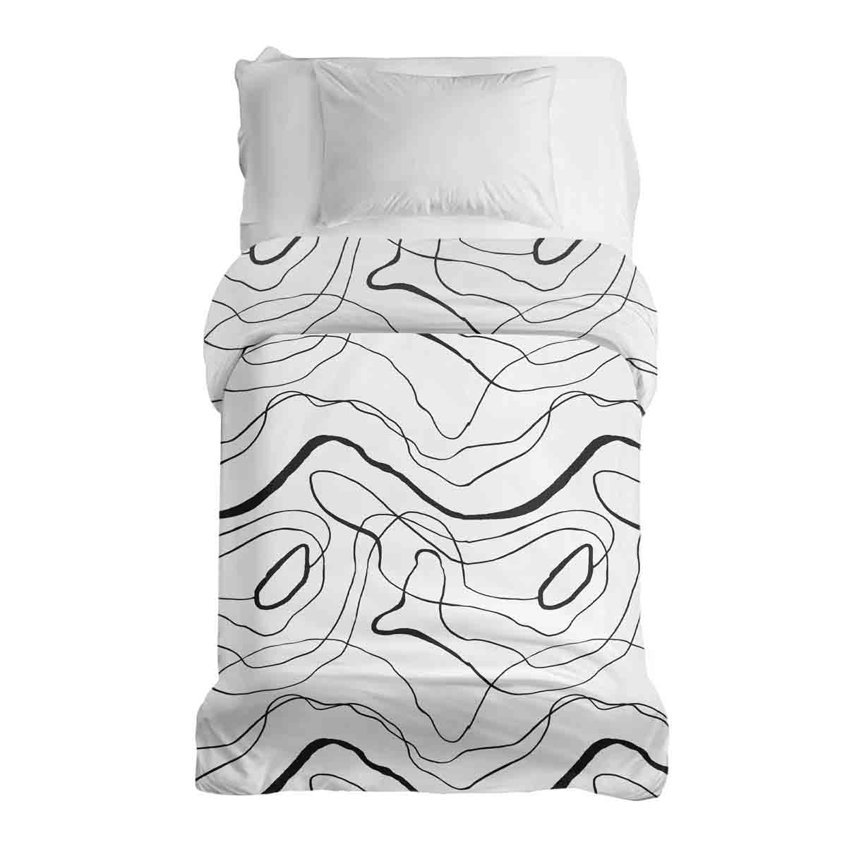 Couverture thérapeutique originale - Housse en coton avec lignes serpentines noires