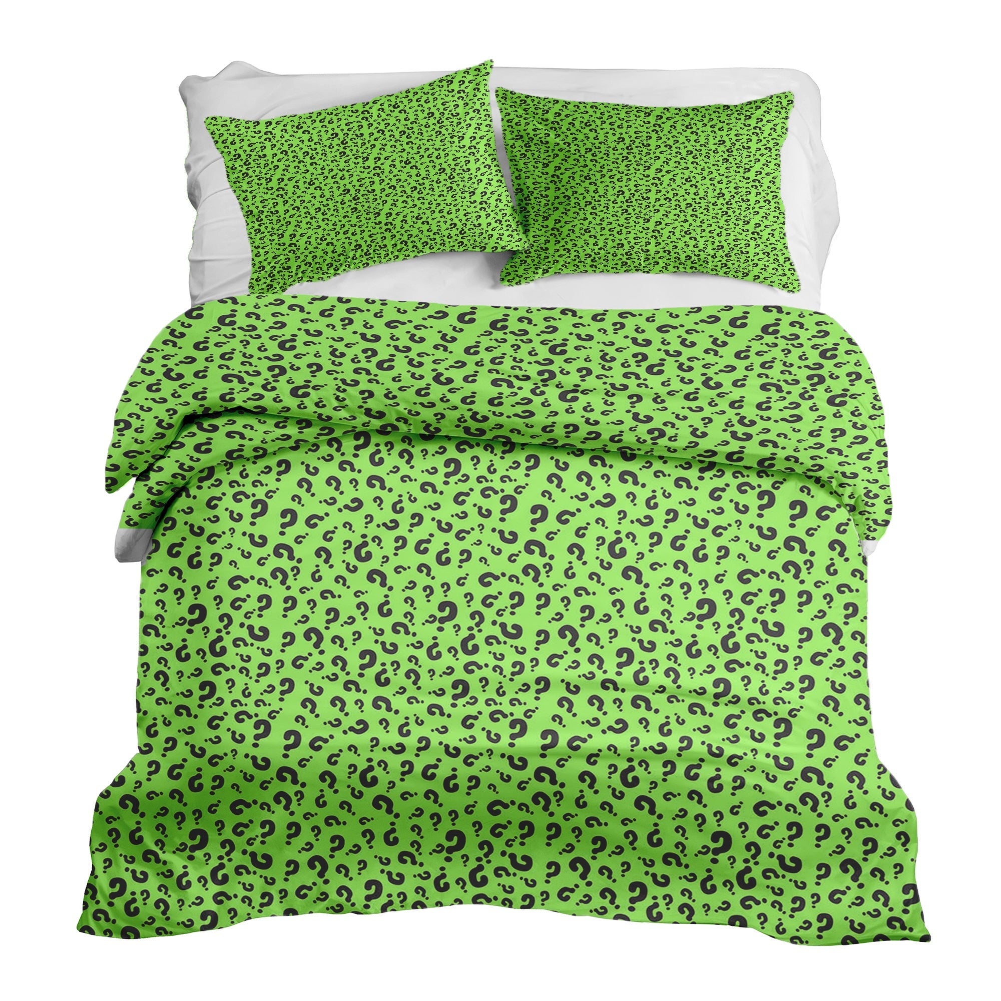 Therapy blankets bedding set light green with question mark