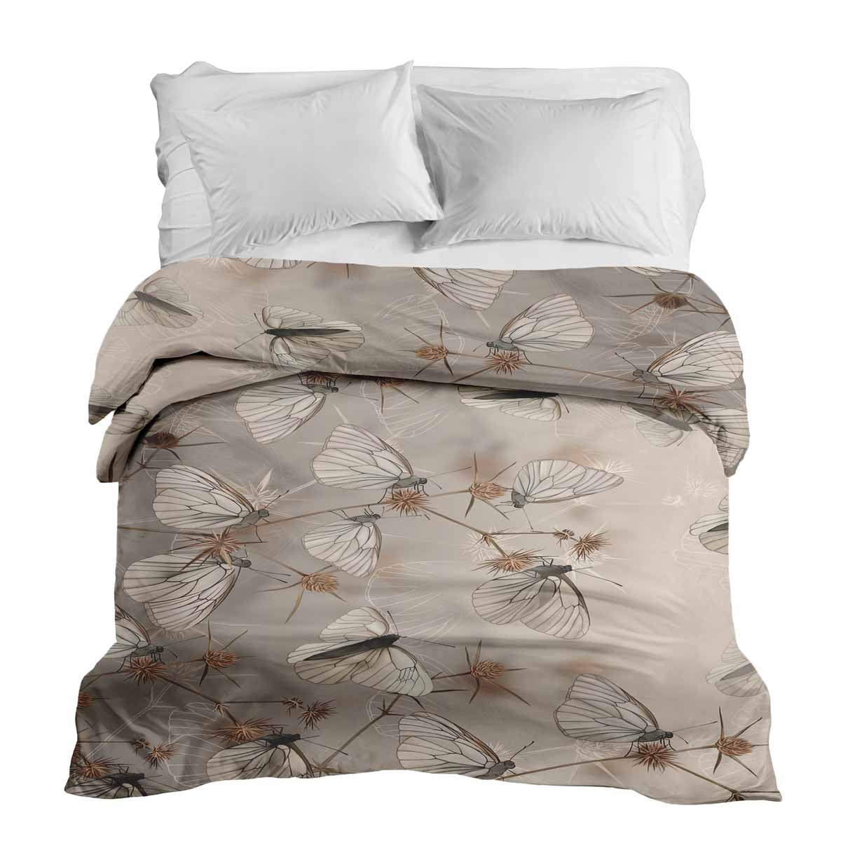 Couverture thérapeutique originale - Housse en coton beige avec mites