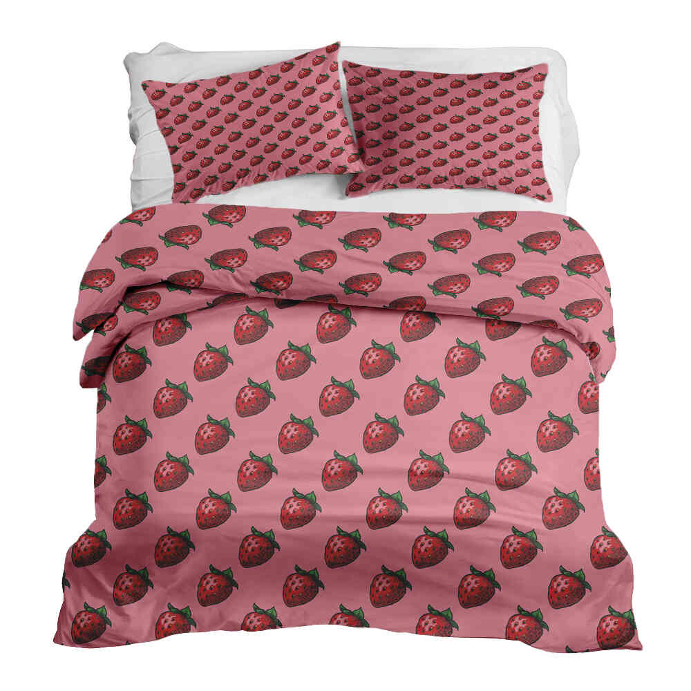 Ensemble de literie avec couverture thérapeutique rose avec fraises