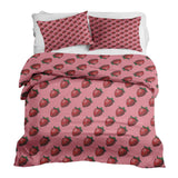 Therapy blanket and bedding set, pink with strawberries.