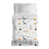 Original therapy blanket - cotton cover white with zoo animals