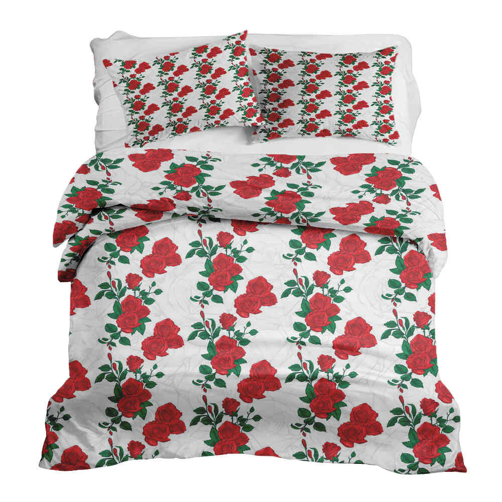 Ensemble de literie avec couverture thérapeutique blanc avec rosier