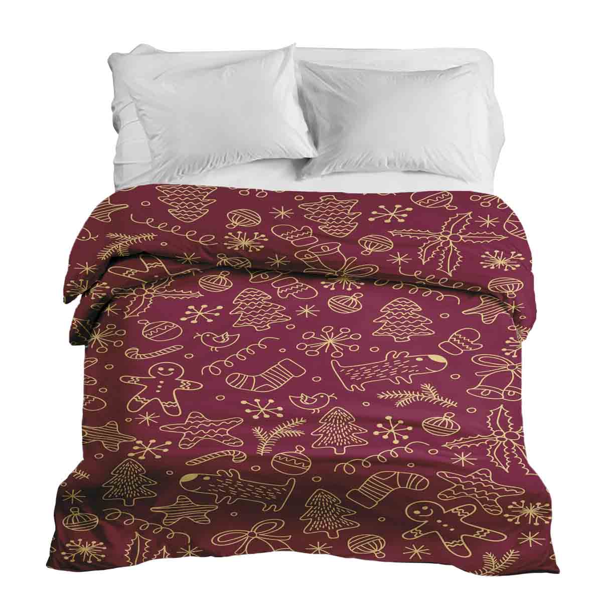 Couverture thérapeutique originale - Housse en coton rouge avec motifs de Noël amusants