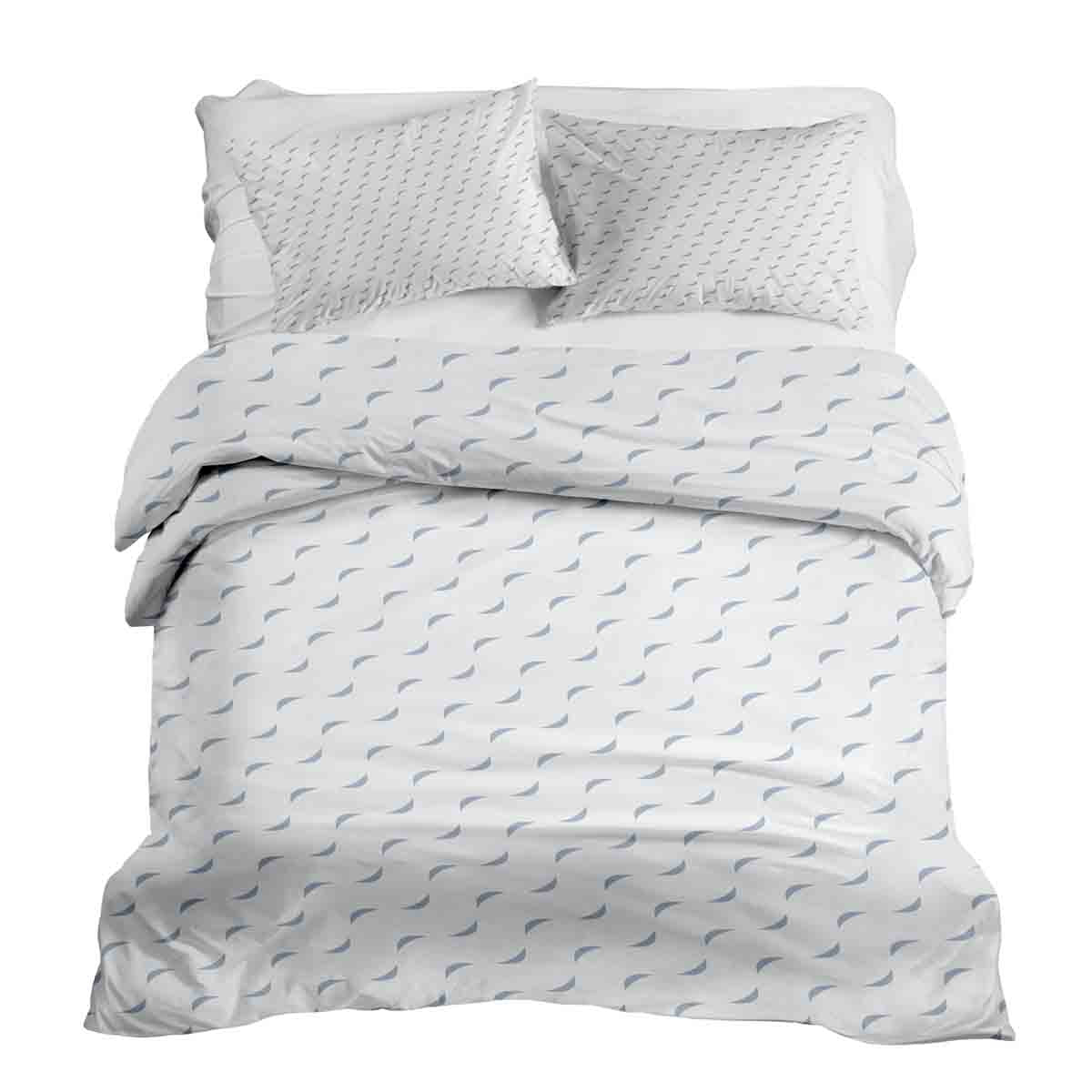 Therapy blankets bedding set white with blue waves