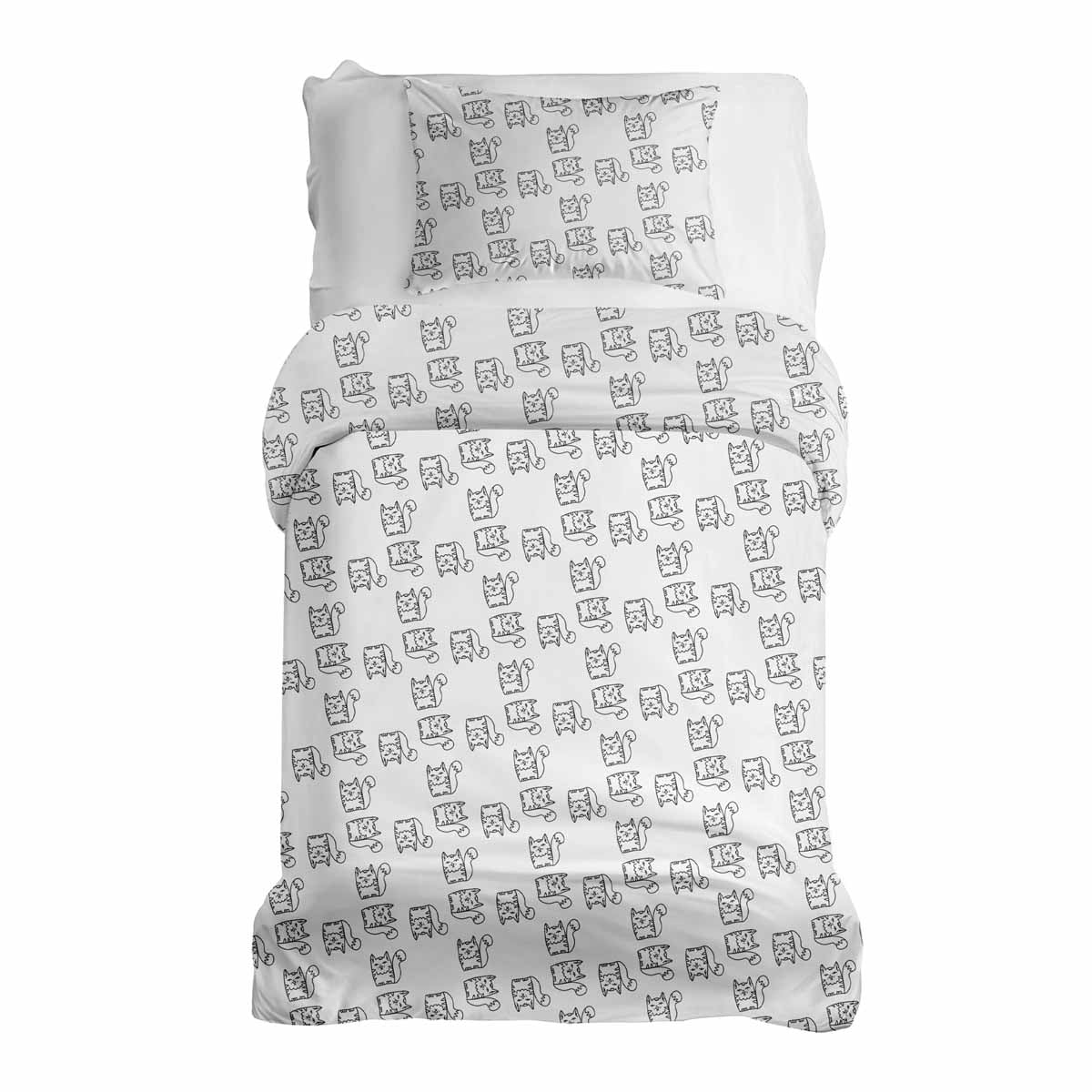 Therapy blankets bedding set white with tomcat