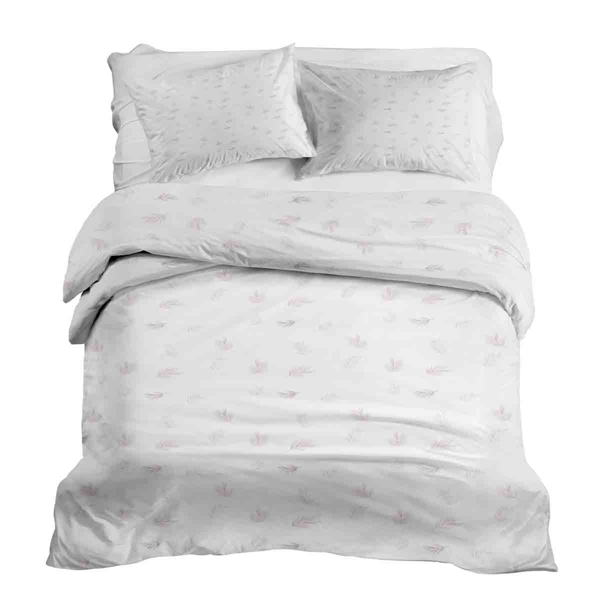 Therapy blankets bedding set white with pink branches