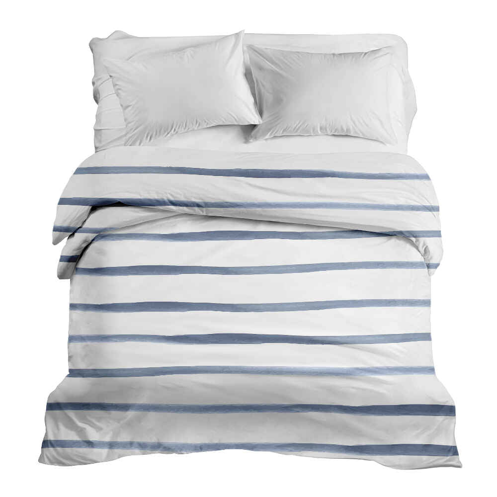 Couverture thérapeutique originale - Housse en coton à rayures bleues horizontales