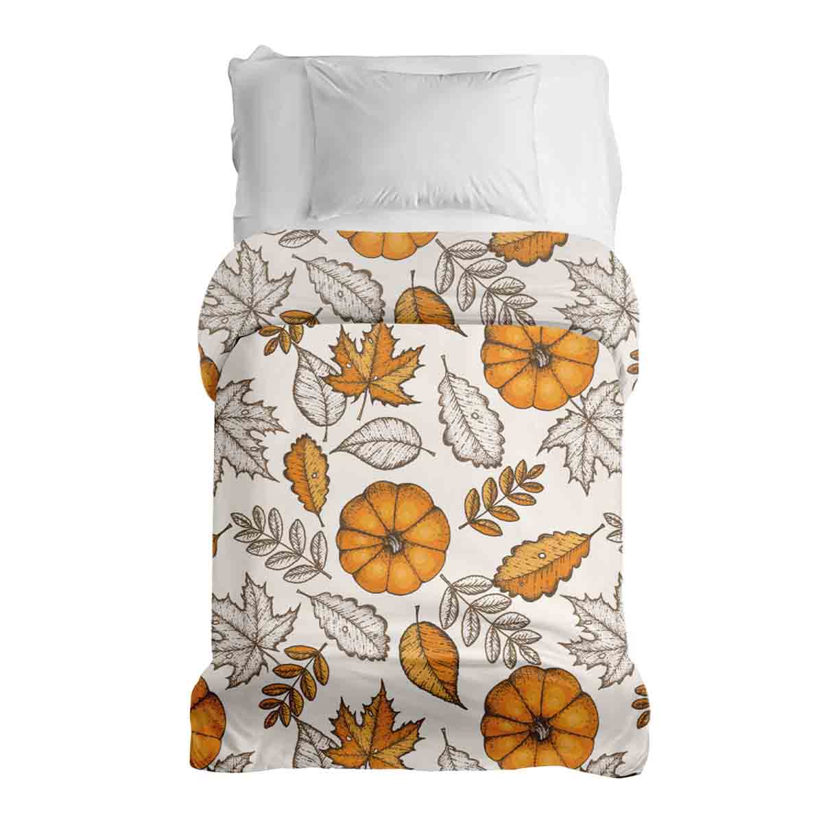 Original therapy blanket - cotton cover white with leaf and pumpkin