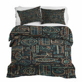 Therapy blanket and bedding set with green Hawaiian pattern.