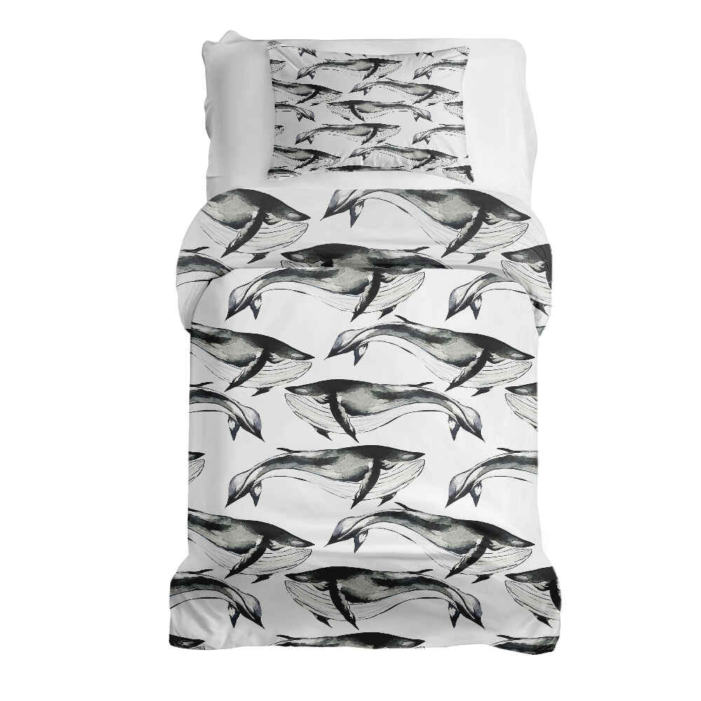Therapy blankets bedding set black blue whale
