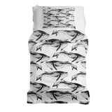 Therapy blanket and bedding set, black blue whale