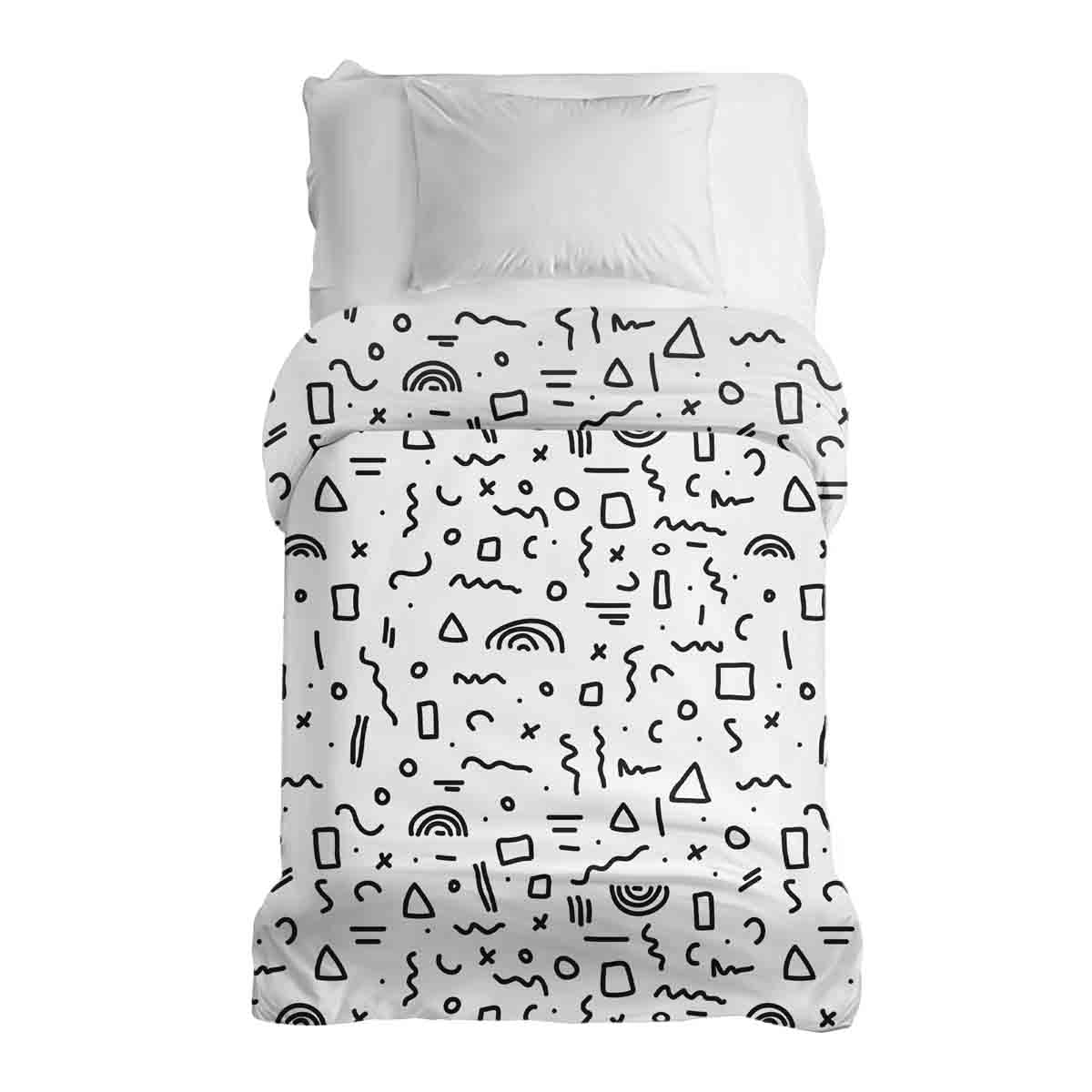 Couverture thérapeutique originale - Housse en coton blanc avec formes noires