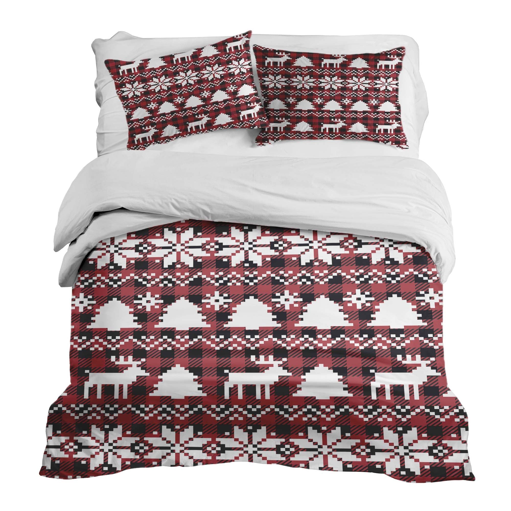 Ensemble de linge de lit avec couverture thérapeutique à carreaux et motifs de Noël