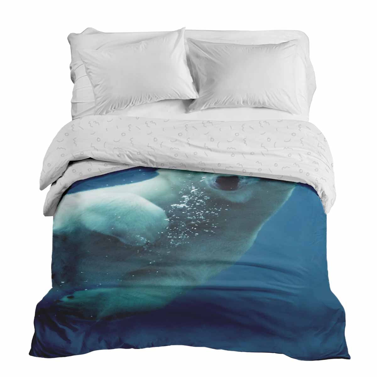 Couverture thérapeutique originale - Housse en coton bleue avec ours polaire